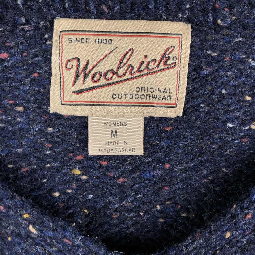 WOOLRICH V-neck colored nep wool knit sweater, men's size M wool navy blue type Vintage Second Hand