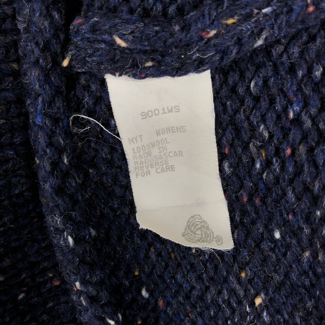 WOOLRICH V-neck colored nep wool knit sweater, men's size M wool navy blue type Vintage Second Hand