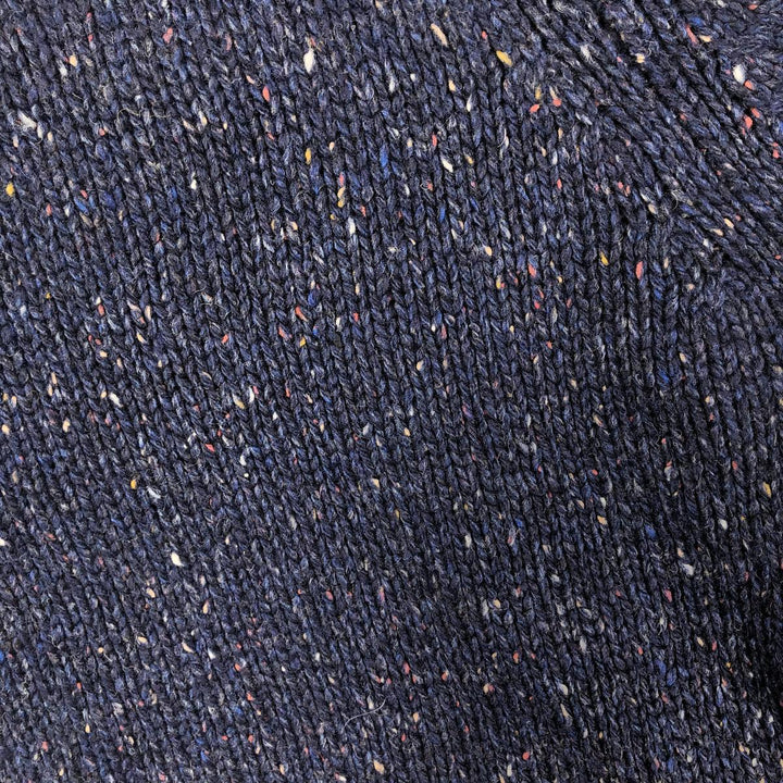 WOOLRICH V-neck colored nep wool knit sweater, men's size M wool navy blue type Vintage Second Hand