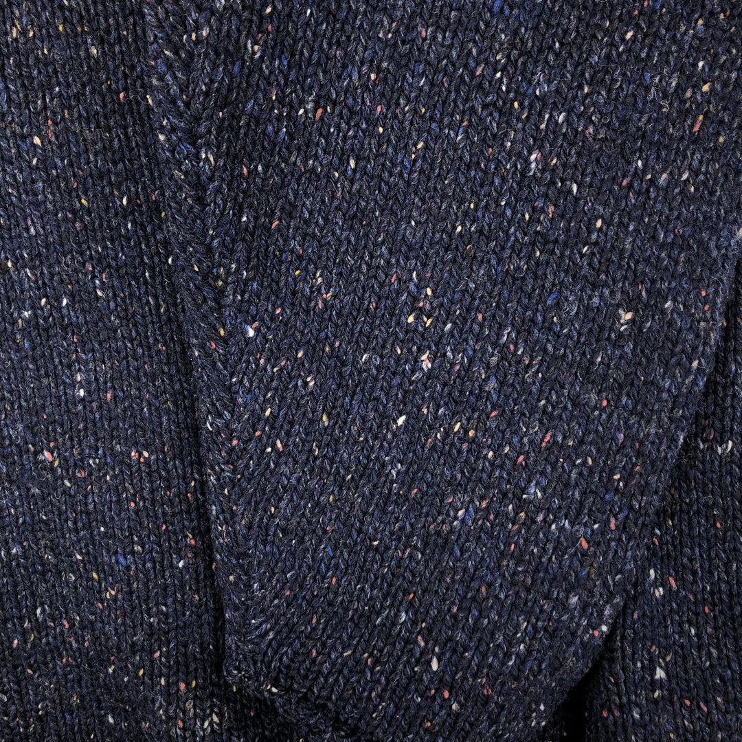 WOOLRICH V-neck colored nep wool knit sweater, men's size M wool navy blue type Vintage Second Hand