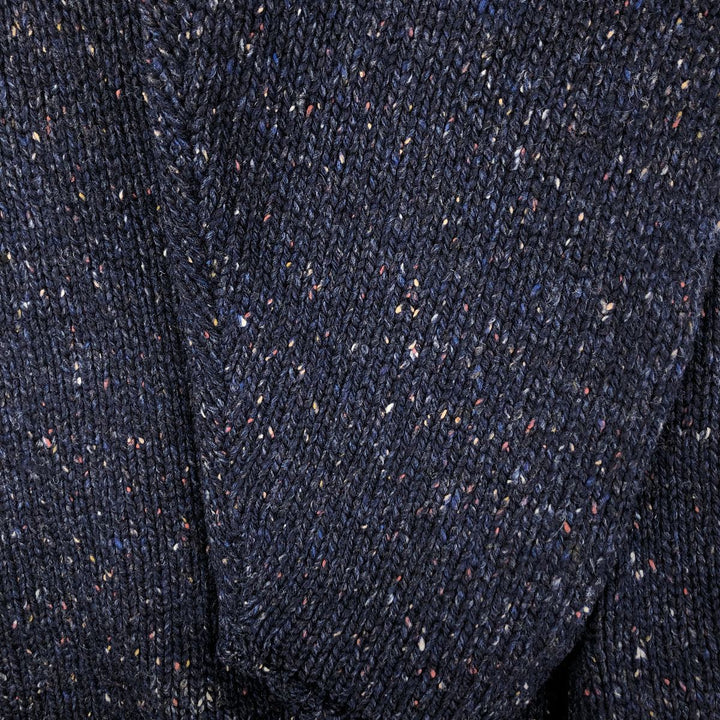 WOOLRICH V-neck colored nep wool knit sweater, men's size M wool navy blue type Vintage Second Hand