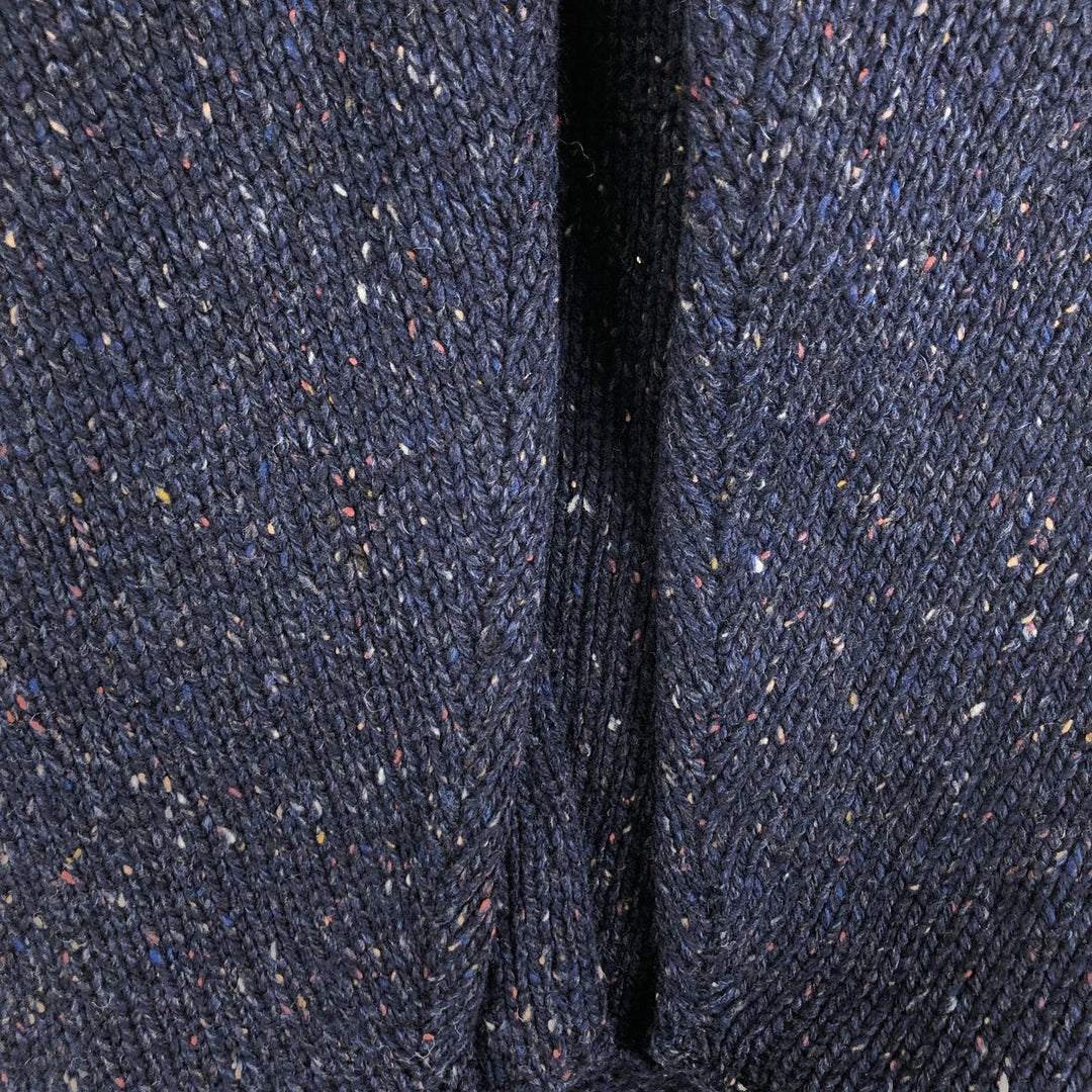 WOOLRICH V-neck colored nep wool knit sweater, men's size M wool navy blue type Vintage Second Hand