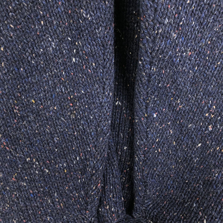 WOOLRICH V-neck colored nep wool knit sweater, men's size M wool navy blue type Vintage Second Hand