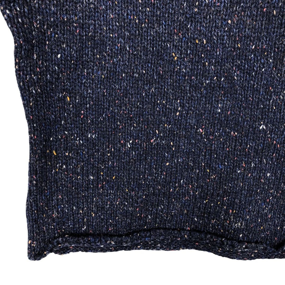 WOOLRICH V-neck colored nep wool knit sweater, men's size M wool navy blue type Vintage Second Hand