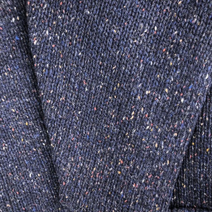 WOOLRICH V-neck colored nep wool knit sweater, men's size M wool navy blue type Vintage Second Hand