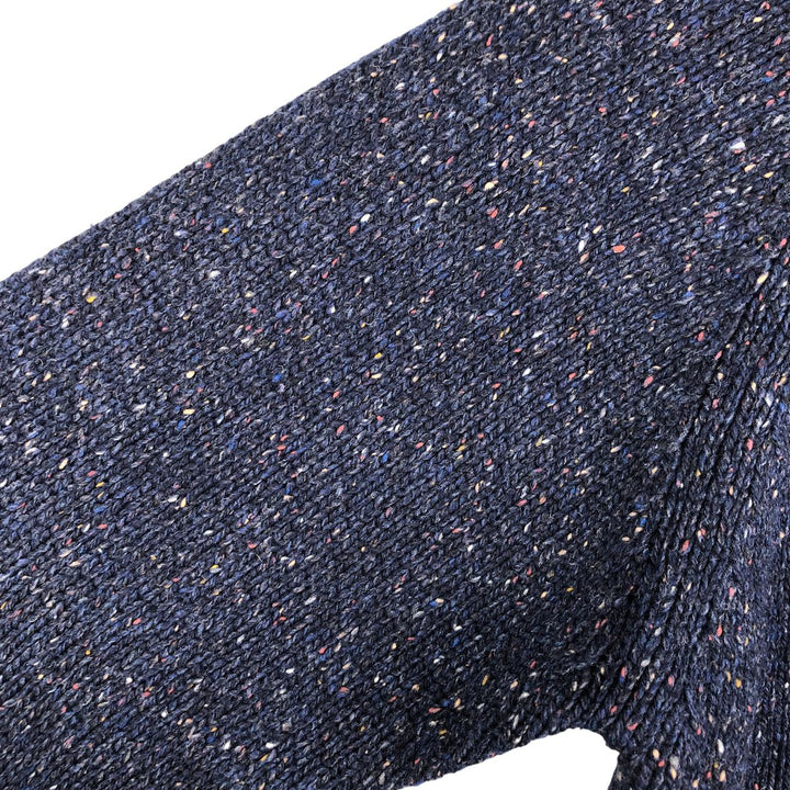 WOOLRICH V-neck colored nep wool knit sweater, men's size M wool navy blue type Vintage Second Hand