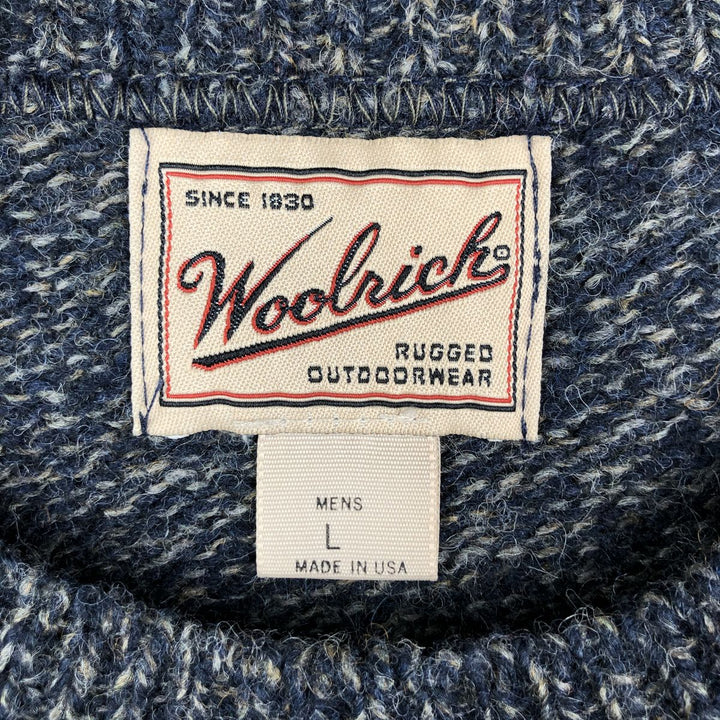 90'S WOOLRICH Wool Knit Sweater, Made in USA, Men's Size L, Vintage unclear black type Vintage Second Hand