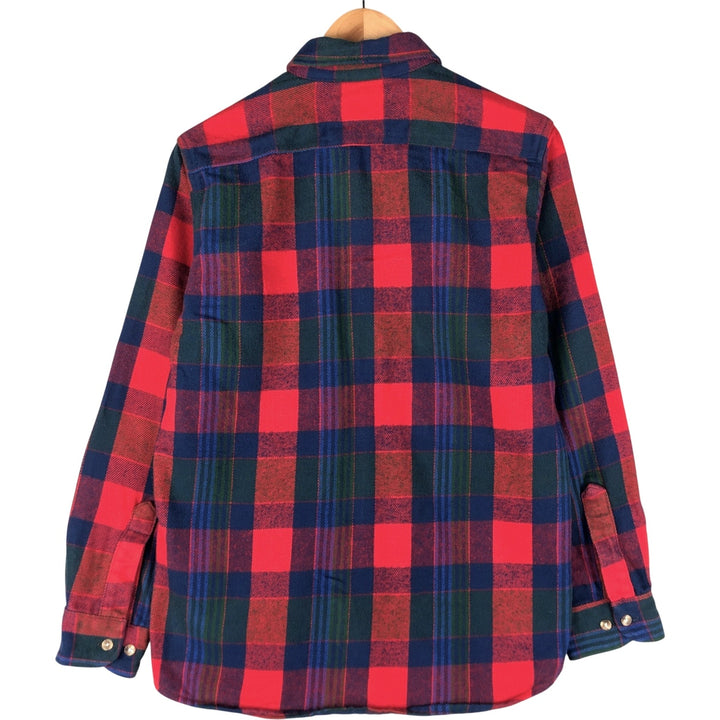 90'S Five Brother Long Sleeve Flannel Check Shirt Men's M Size Vintage cotton navy blue type Vintage Second Hand