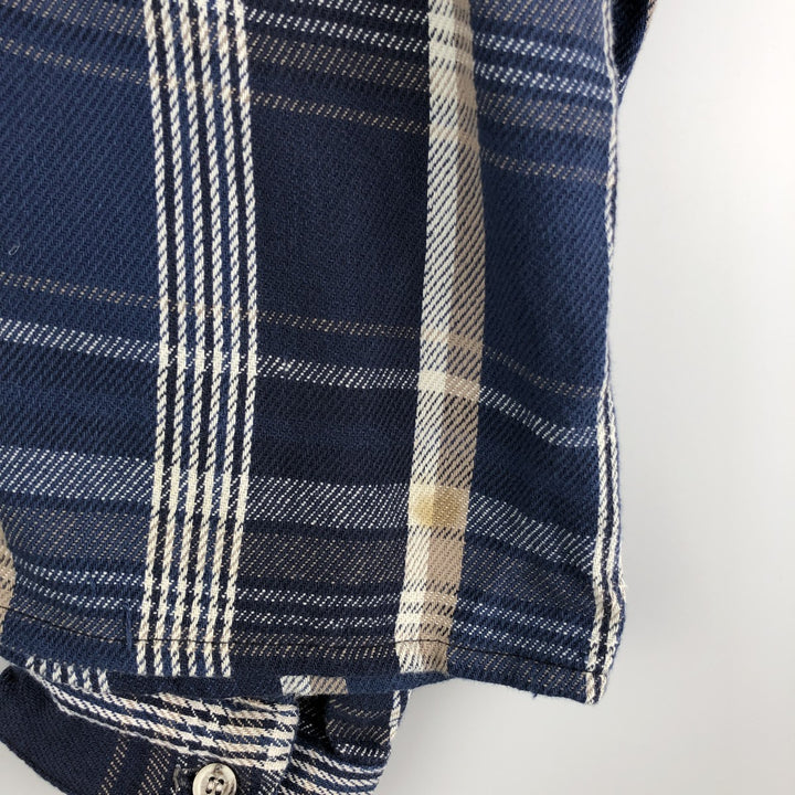 90'S Vintage Five Brother Long Sleeve Flannel Check Shirt, Made in USA, Men's Size XXL cotton navy blue type Vintage Second Hand