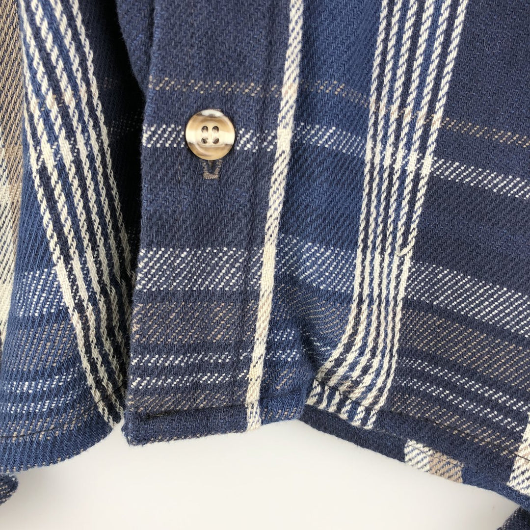 90'S Vintage Five Brother Long Sleeve Flannel Check Shirt, Made in USA, Men's Size XXL cotton navy blue type Vintage Second Hand