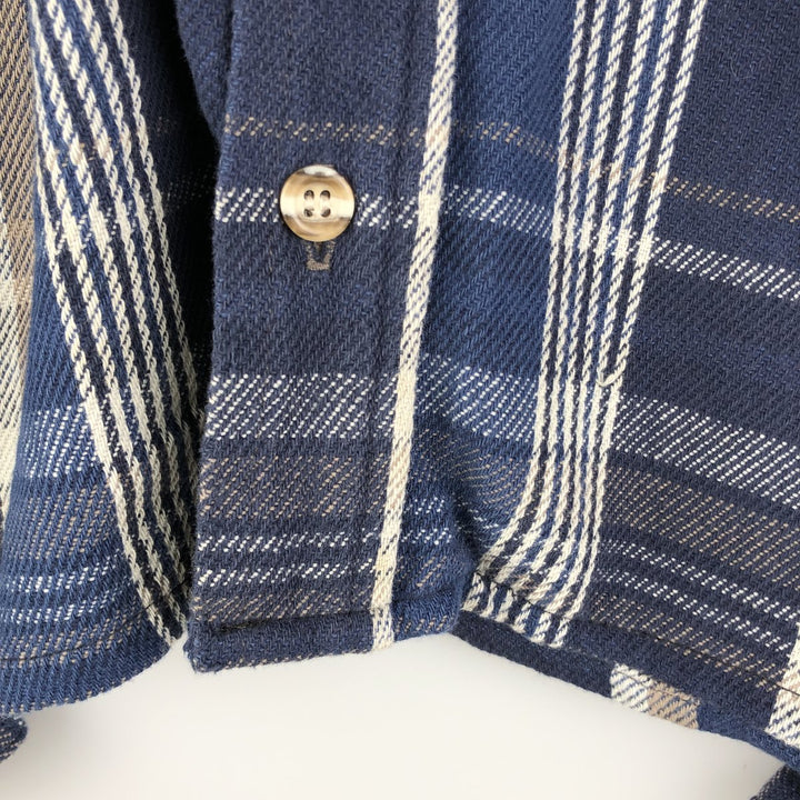 90'S Vintage Five Brother Long Sleeve Flannel Check Shirt, Made in USA, Men's Size XXL cotton navy blue type Vintage Second Hand