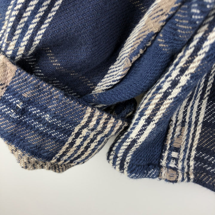 90'S Vintage Five Brother Long Sleeve Flannel Check Shirt, Made in USA, Men's Size XXL cotton navy blue type Vintage Second Hand