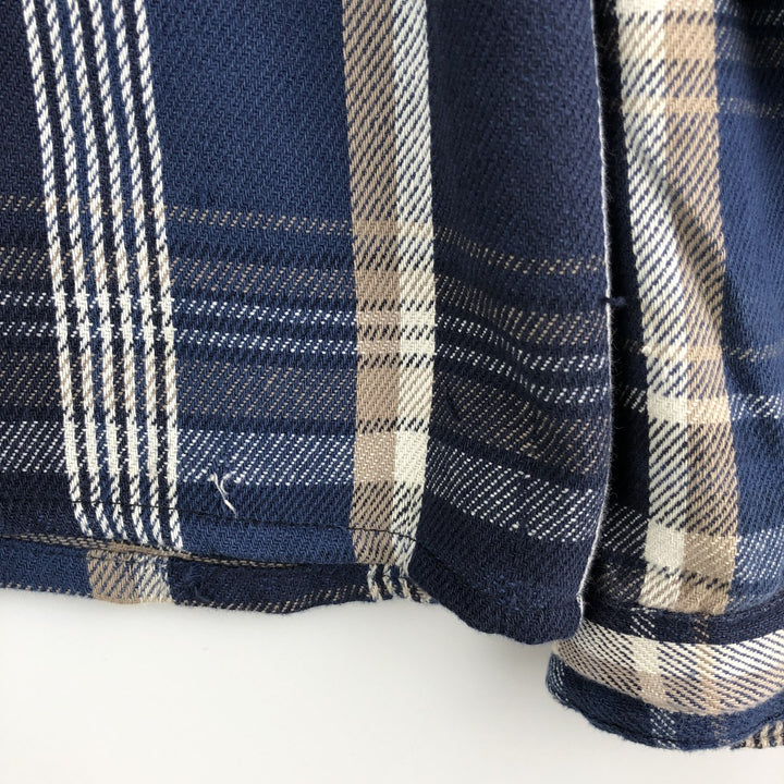 90'S Vintage Five Brother Long Sleeve Flannel Check Shirt, Made in USA, Men's Size XXL cotton navy blue type Vintage Second Hand