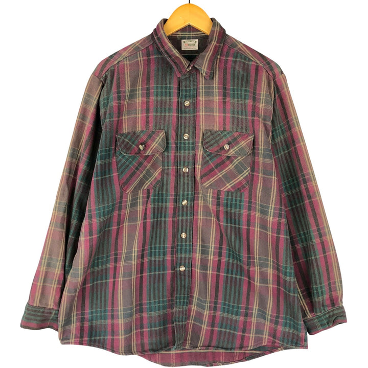 90'S Five Brother Long Sleeve Flannel Check Shirt Men's XL Vintage unclear purple type Vintage Second Hand