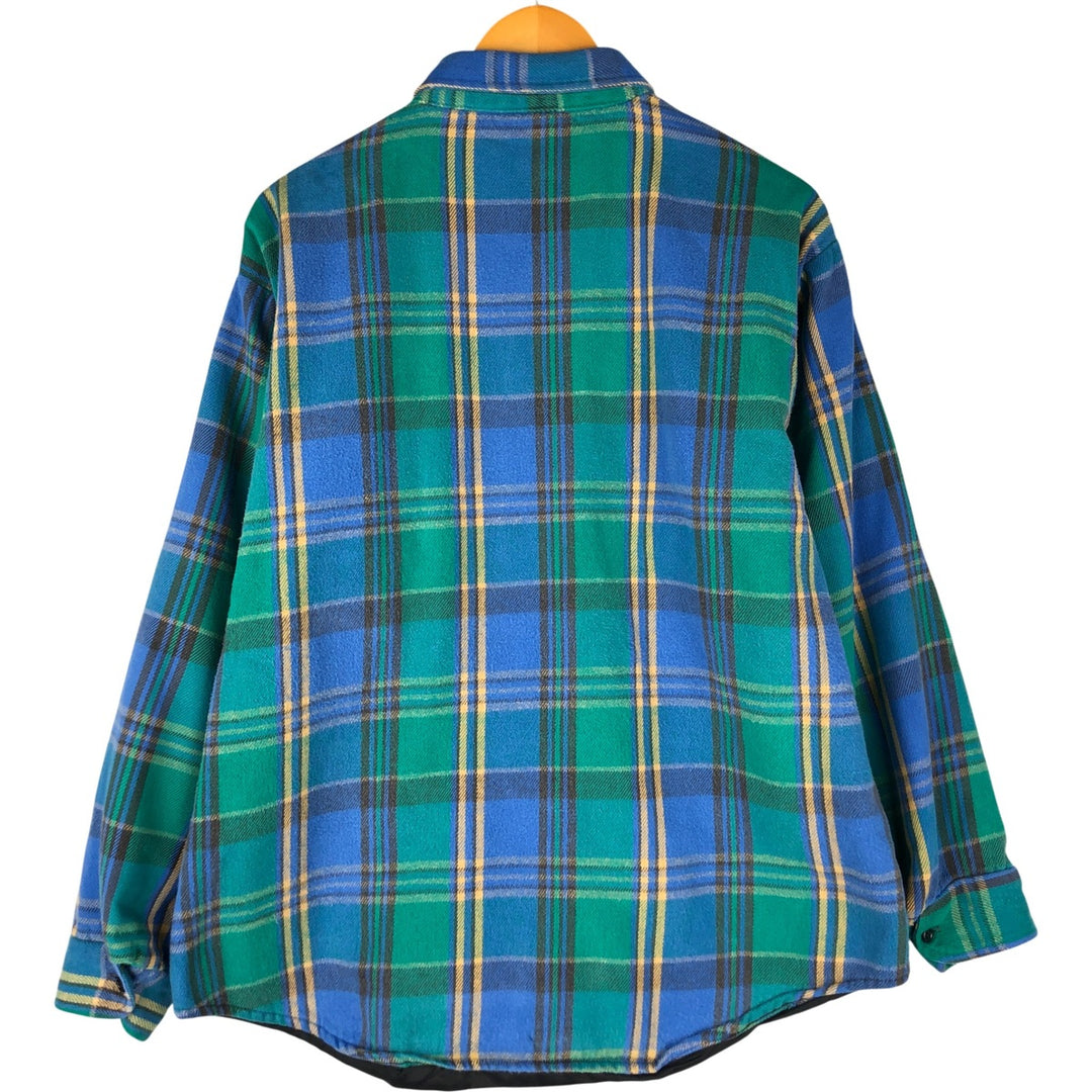 90'S Five Brother Long Sleeve Heavy Flannel Check Shirt Made in USA Men's XL Vintage unclear blue type Vintage Second Hand
