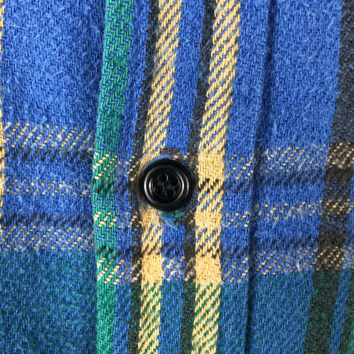 90'S Five Brother Long Sleeve Heavy Flannel Check Shirt Made in USA Men's XL Vintage unclear blue type Vintage Second Hand