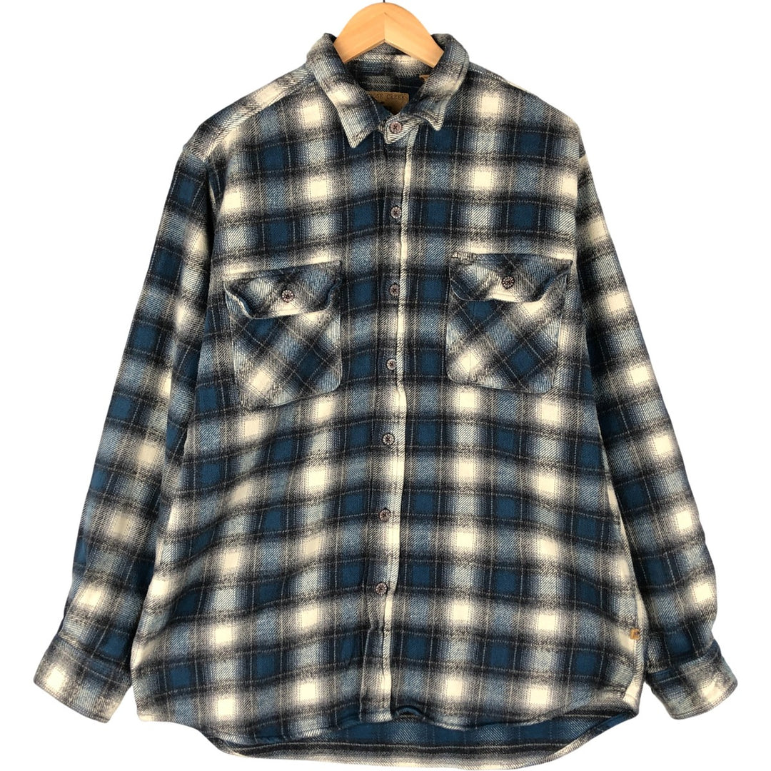 MOOSE CREEK Ombre Check Long Sleeve Heavy Flannel Check Shirt, Men's Size XL cotton navy blue type Vintage Second Hand