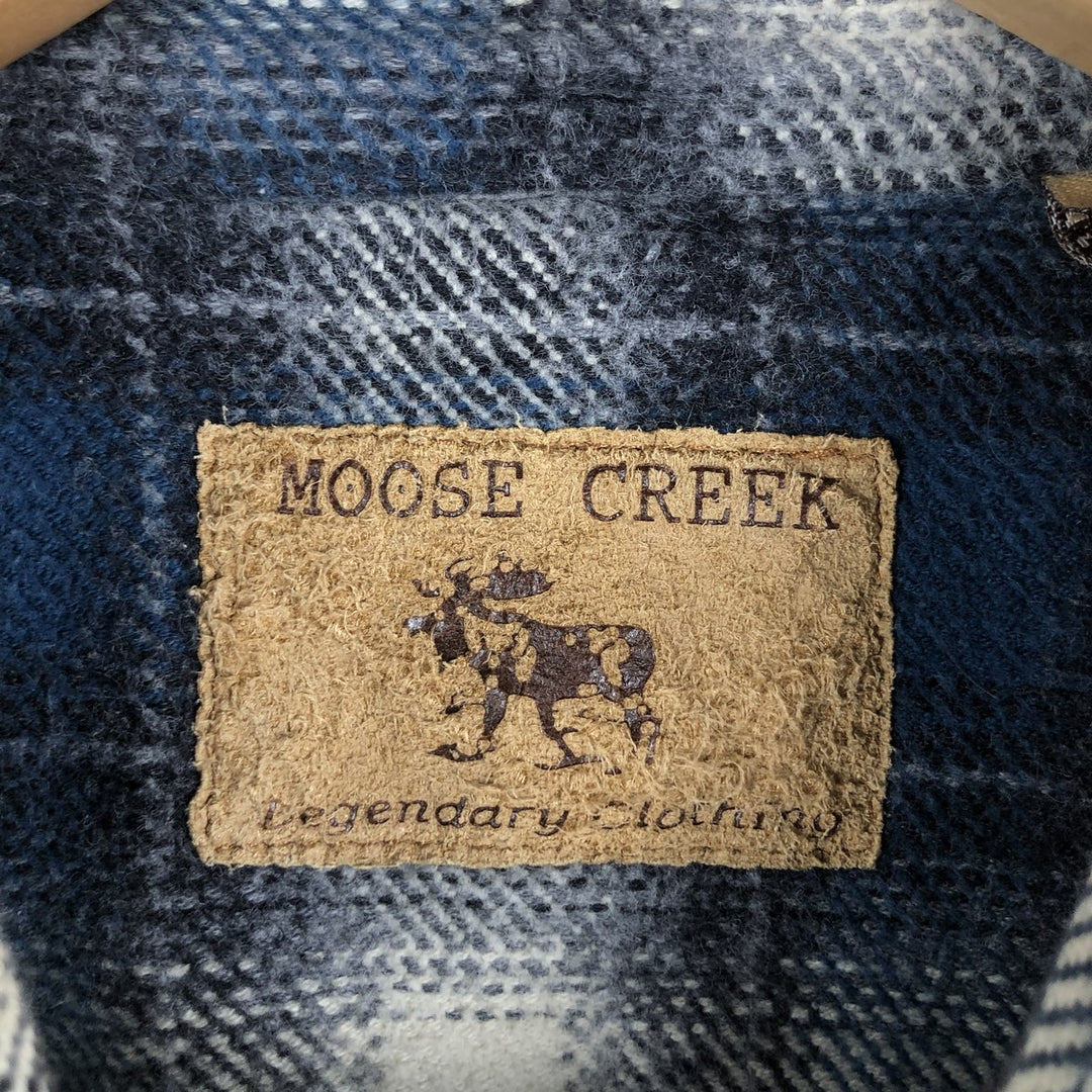 MOOSE CREEK Ombre Check Long Sleeve Heavy Flannel Check Shirt, Men's Size XL cotton navy blue type Vintage Second Hand