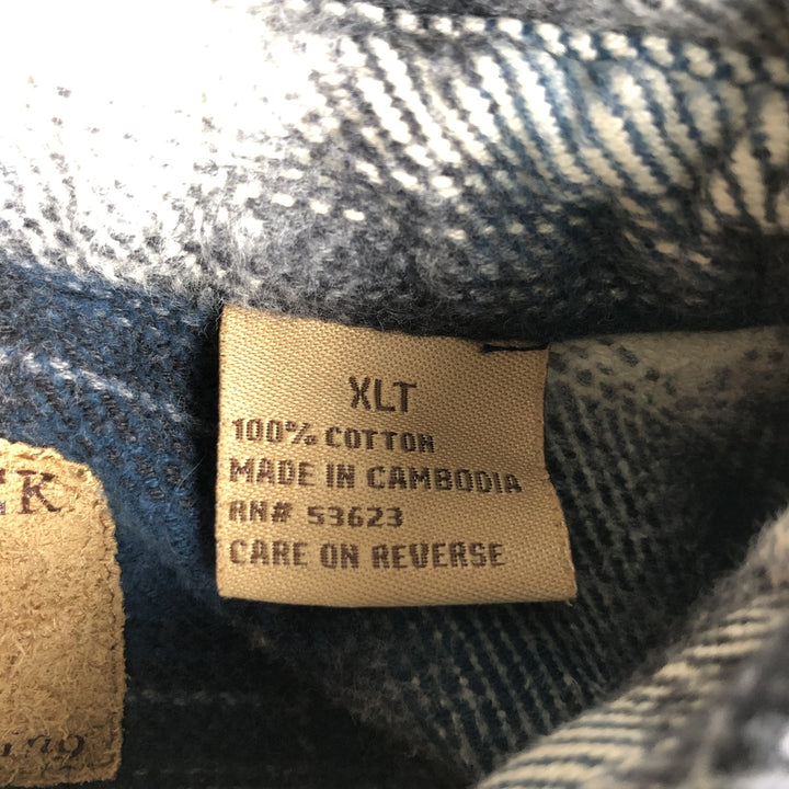 MOOSE CREEK Ombre Check Long Sleeve Heavy Flannel Check Shirt, Men's Size XL cotton navy blue type Vintage Second Hand
