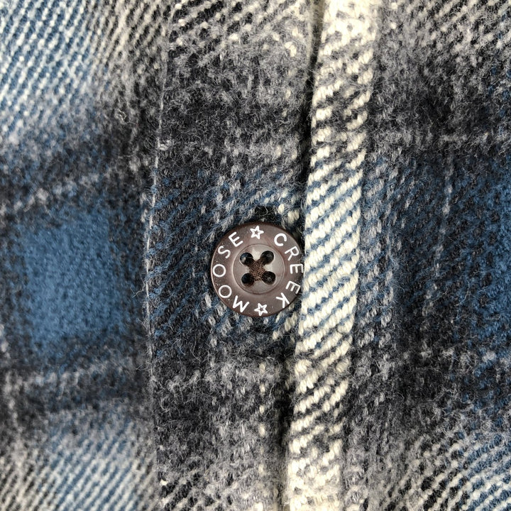 MOOSE CREEK Ombre Check Long Sleeve Heavy Flannel Check Shirt, Men's Size XL cotton navy blue type Vintage Second Hand