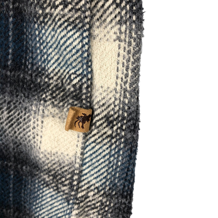 MOOSE CREEK Ombre Check Long Sleeve Heavy Flannel Check Shirt, Men's Size XL cotton navy blue type Vintage Second Hand