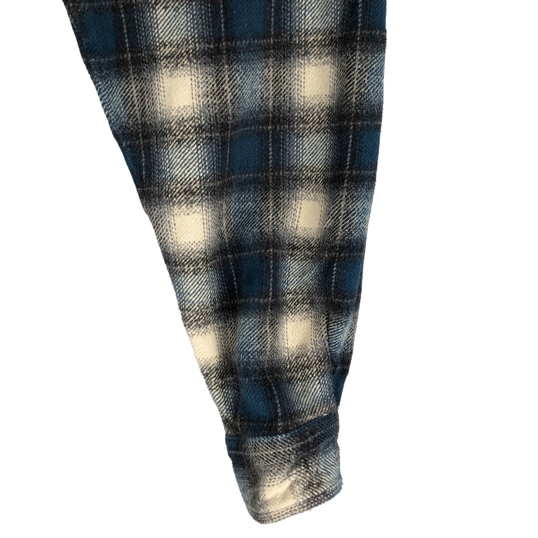 MOOSE CREEK Ombre Check Long Sleeve Heavy Flannel Check Shirt, Men's Size XL cotton navy blue type Vintage Second Hand