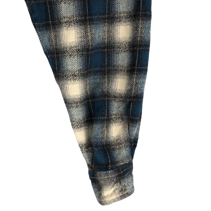 MOOSE CREEK Ombre Check Long Sleeve Heavy Flannel Check Shirt, Men's Size XL cotton navy blue type Vintage Second Hand