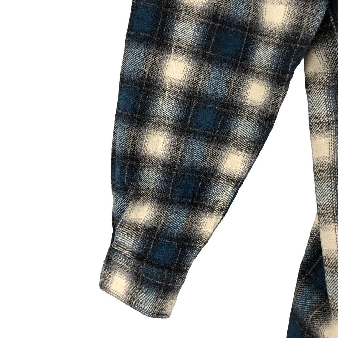 MOOSE CREEK Ombre Check Long Sleeve Heavy Flannel Check Shirt, Men's Size XL cotton navy blue type Vintage Second Hand