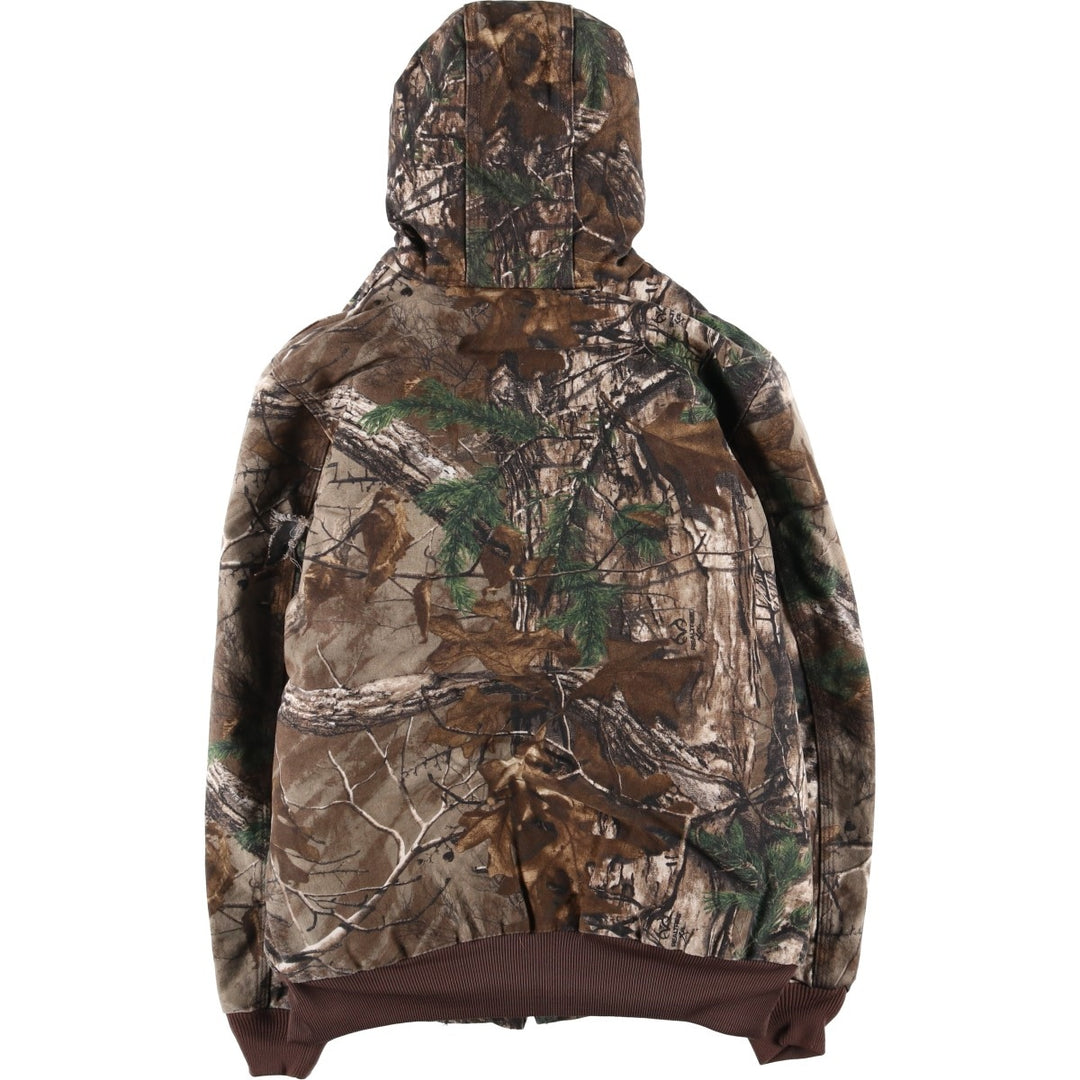 Carhartt Active Jacket, Camouflage Pattern Realtree Camo, Padded Duck Full-Zip Parka, Made in USA, Women's Size L cotton Khaki type Vintage Second Hand