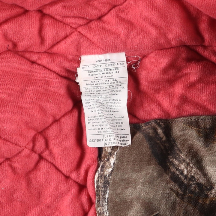 Carhartt Active Jacket, Camouflage Pattern Realtree Camo, Padded Duck Full-Zip Parka, Made in USA, Women's Size L cotton Khaki type Vintage Second Hand