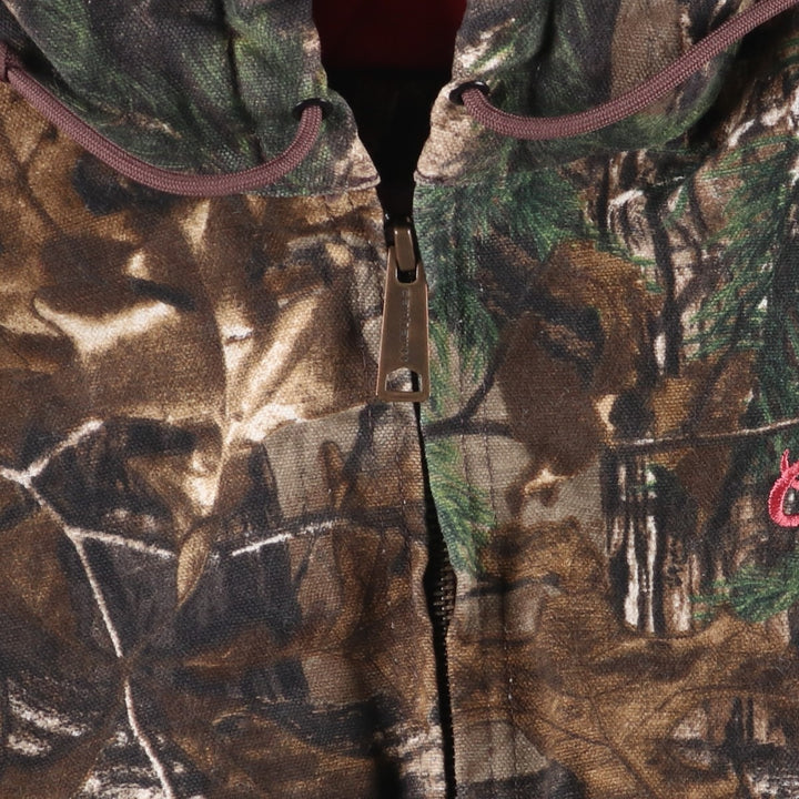 Carhartt Active Jacket, Camouflage Pattern Realtree Camo, Padded Duck Full-Zip Parka, Made in USA, Women's Size L cotton Khaki type Vintage Second Hand