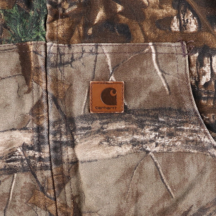 Carhartt Active Jacket, Camouflage Pattern Realtree Camo, Padded Duck Full-Zip Parka, Made in USA, Women's Size L cotton Khaki type Vintage Second Hand