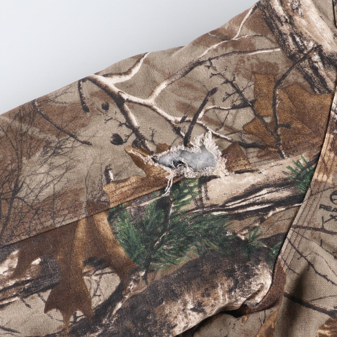 Carhartt Active Jacket, Camouflage Pattern Realtree Camo, Padded Duck Full-Zip Parka, Made in USA, Women's Size L cotton Khaki type Vintage Second Hand