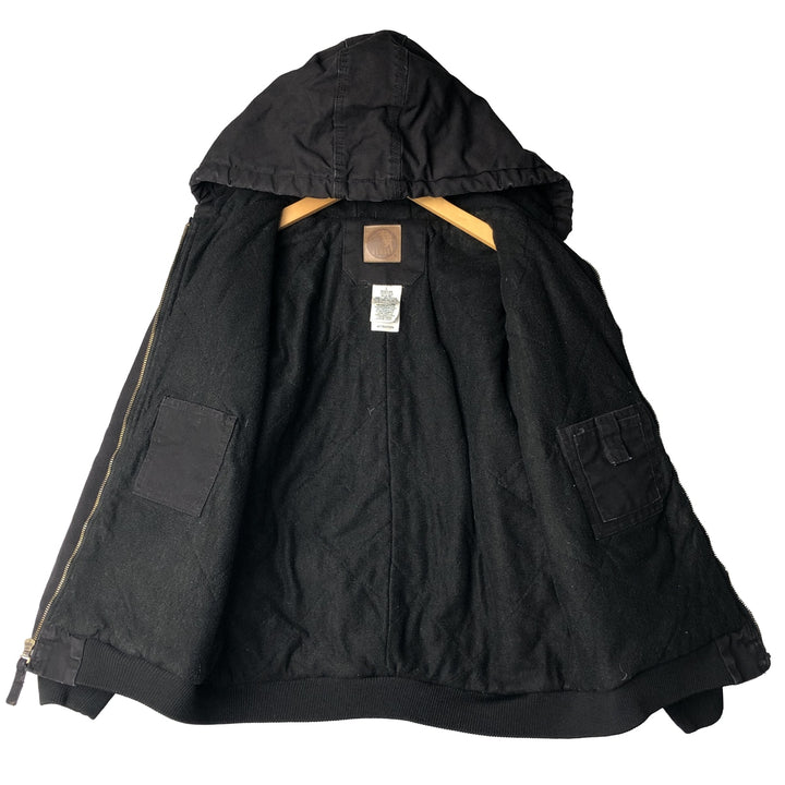 BERNE Active Jacket Type Padded Duck Full Zip Hoodie, Women's Size L cotton black type Vintage Second Hand