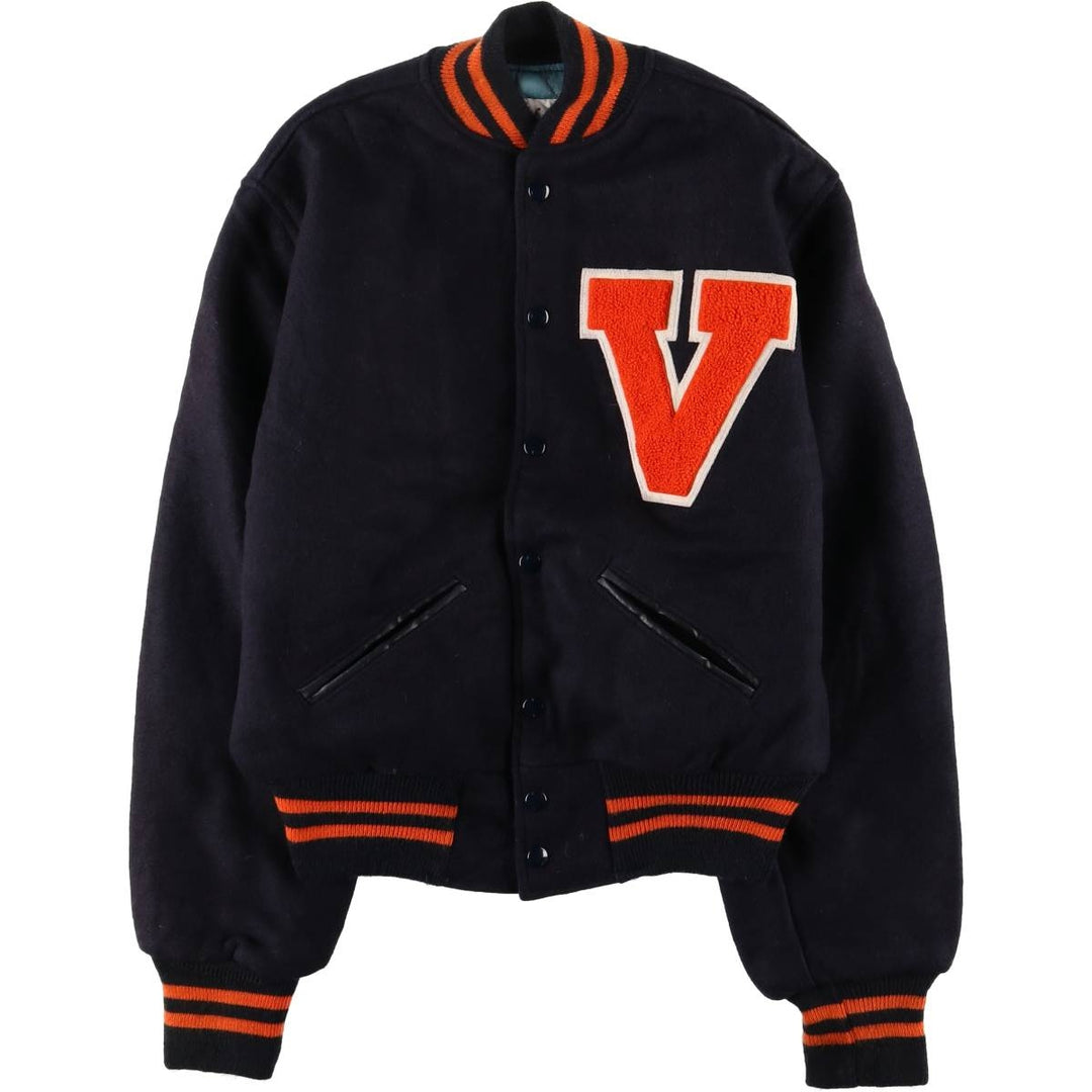 Vintage 1970'S Hutchers padded wool varsity jacket, size L, women's wool navy blue type Vintage Second Hand