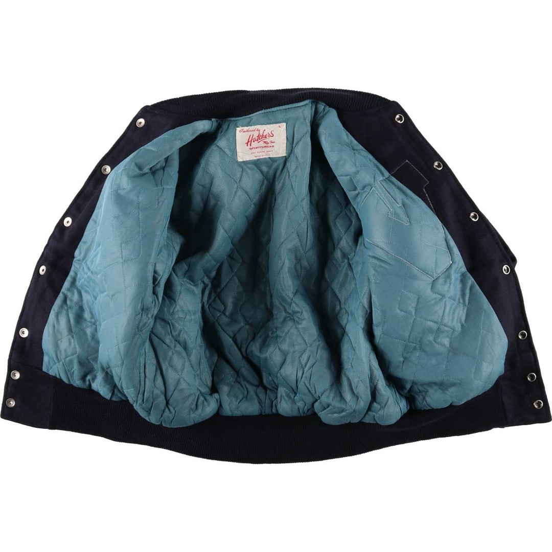 Vintage 1970'S Hutchers padded wool varsity jacket, size L, women's wool navy blue type Vintage Second Hand