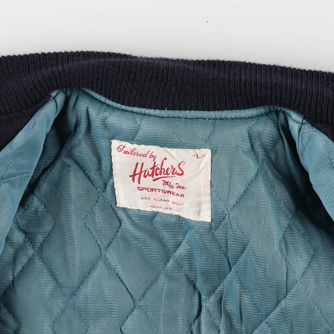 Vintage 1970'S Hutchers padded wool varsity jacket, size L, women's wool navy blue type Vintage Second Hand