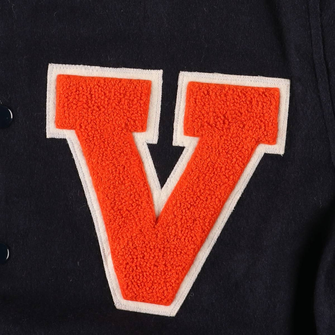 Vintage 1970'S Hutchers padded wool varsity jacket, size L, women's wool navy blue type Vintage Second Hand