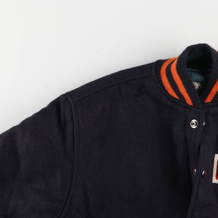 Vintage 1970'S Hutchers padded wool varsity jacket, size L, women's wool navy blue type Vintage Second Hand