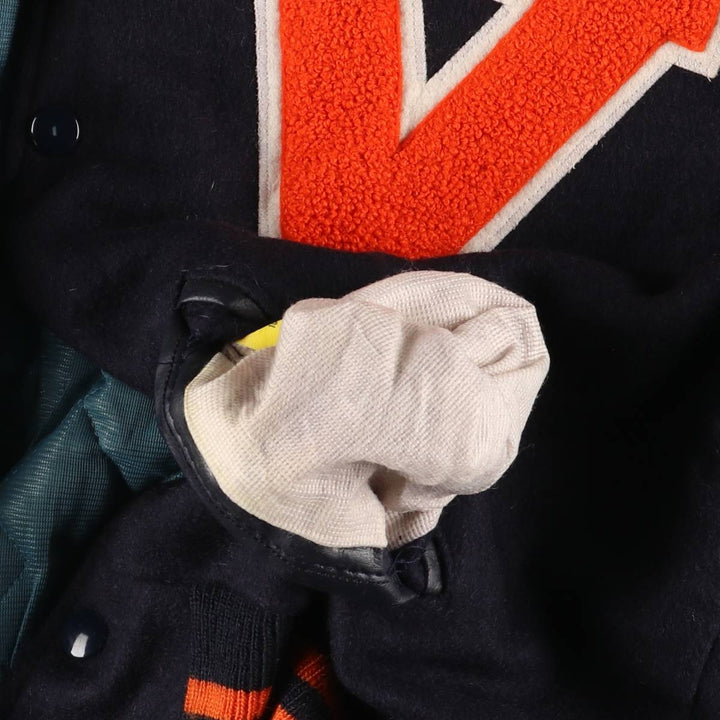 Vintage 1970'S Hutchers padded wool varsity jacket, size L, women's wool navy blue type Vintage Second Hand