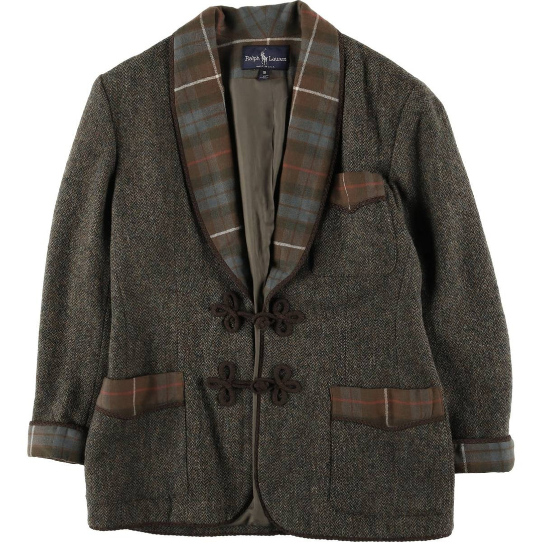 Vintage 90'S Ralph Lauren herringbone wool half coat, made in the USA, size M. wool brown type Vintage Second Hand