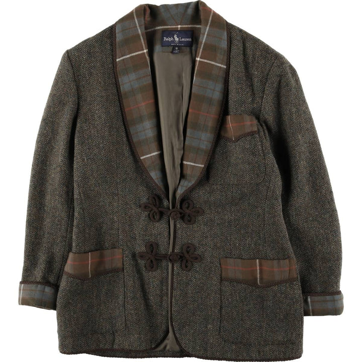 Vintage 90'S Ralph Lauren herringbone wool half coat, made in the USA, size M. wool brown type Vintage Second Hand