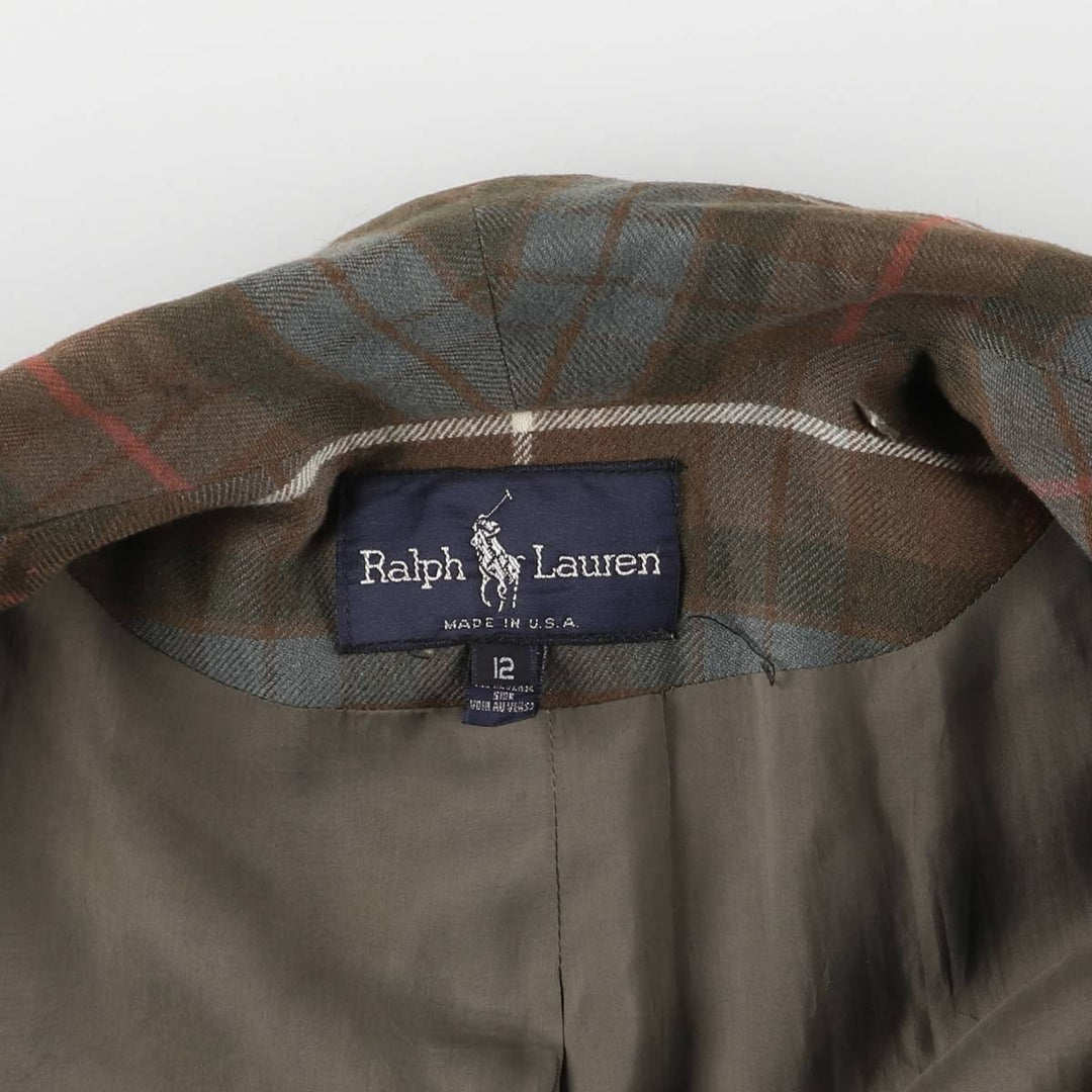 Vintage 90'S Ralph Lauren herringbone wool half coat, made in the USA, size M. wool brown type Vintage Second Hand