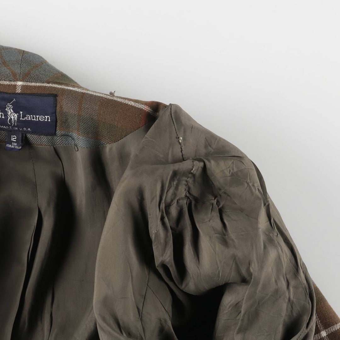 Vintage 90'S Ralph Lauren herringbone wool half coat, made in the USA, size M. wool brown type Vintage Second Hand