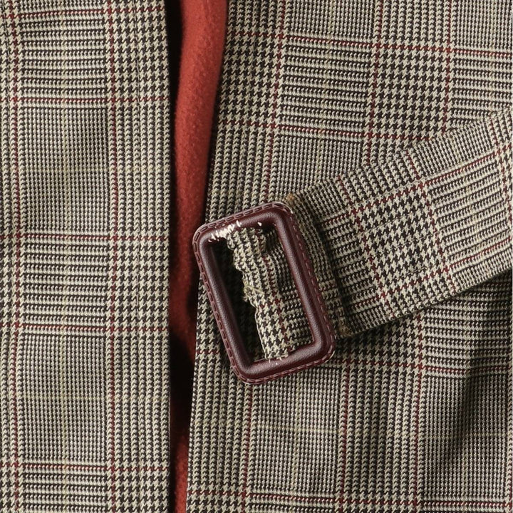 Burberry's BURBERRY LONDON Gun Club Check Balmacaan Coat, Women's Size L polyester Beige type Vintage Second Hand