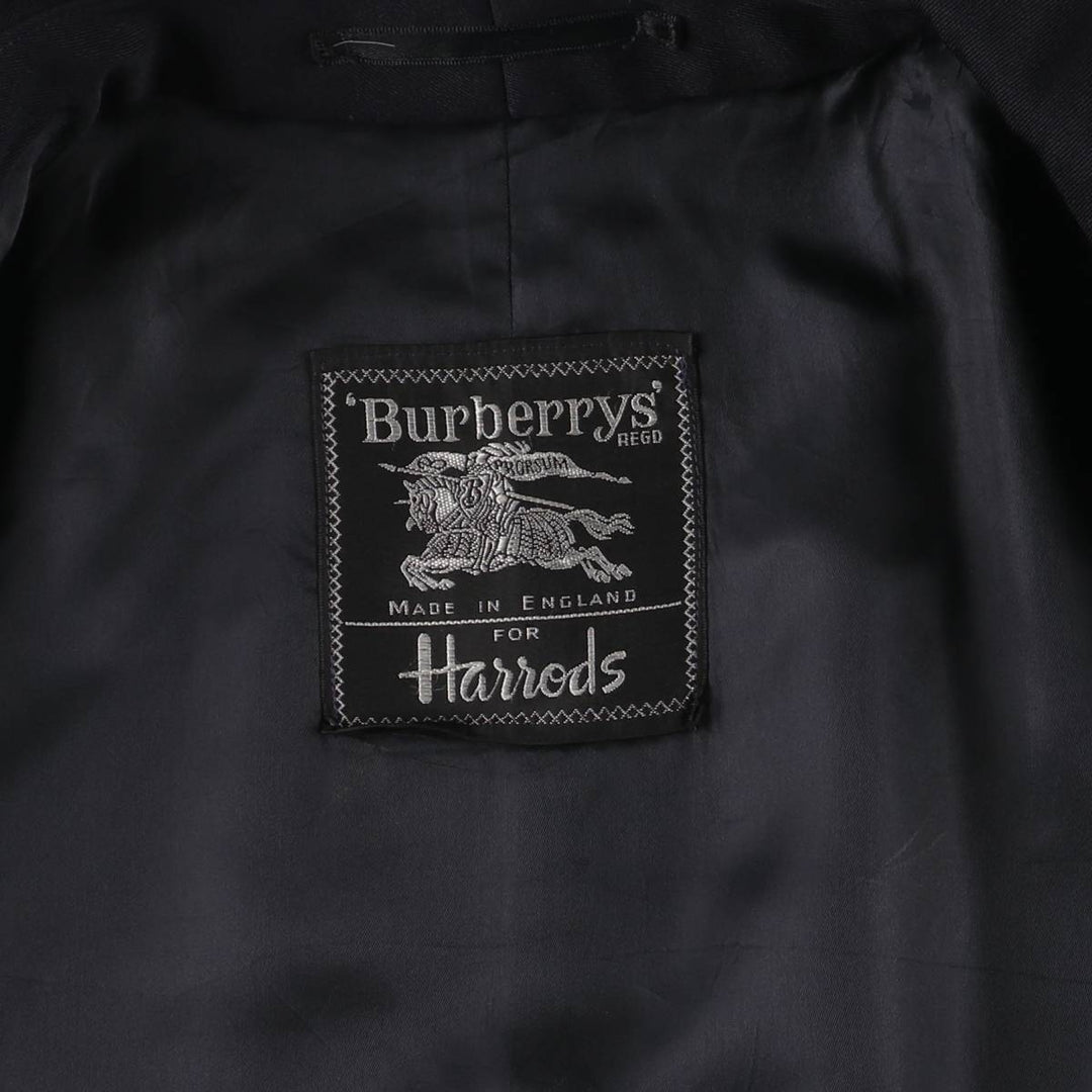 Burberry's Balmacaan Coat, Made in England, Women's Size L wool navy blue type Vintage Second Hand