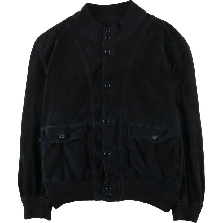 Romagnoli suede leather jacket, made in Italy, men's size XL unclear black type Vintage Second Hand