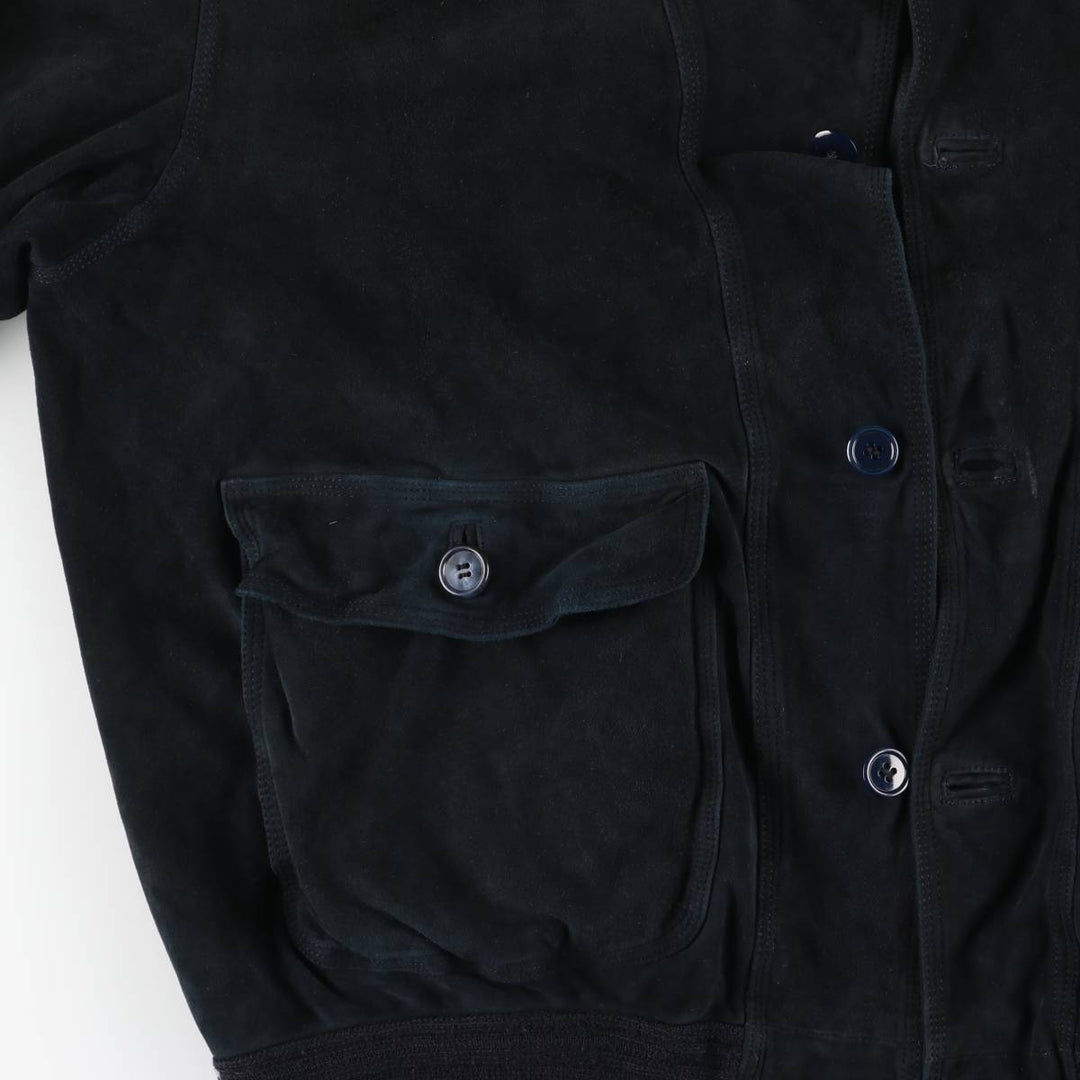 Romagnoli suede leather jacket, made in Italy, men's size XL unclear black type Vintage Second Hand