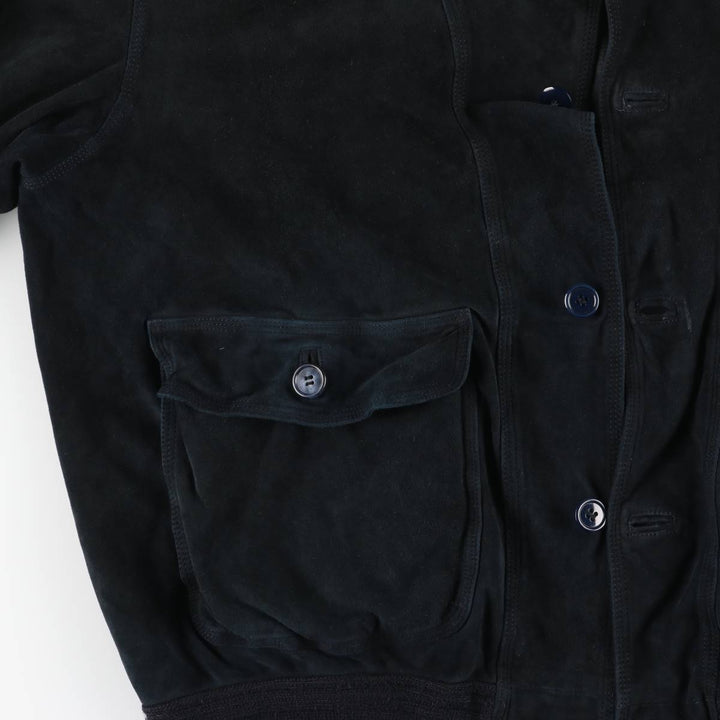 Romagnoli suede leather jacket, made in Italy, men's size XL unclear black type Vintage Second Hand
