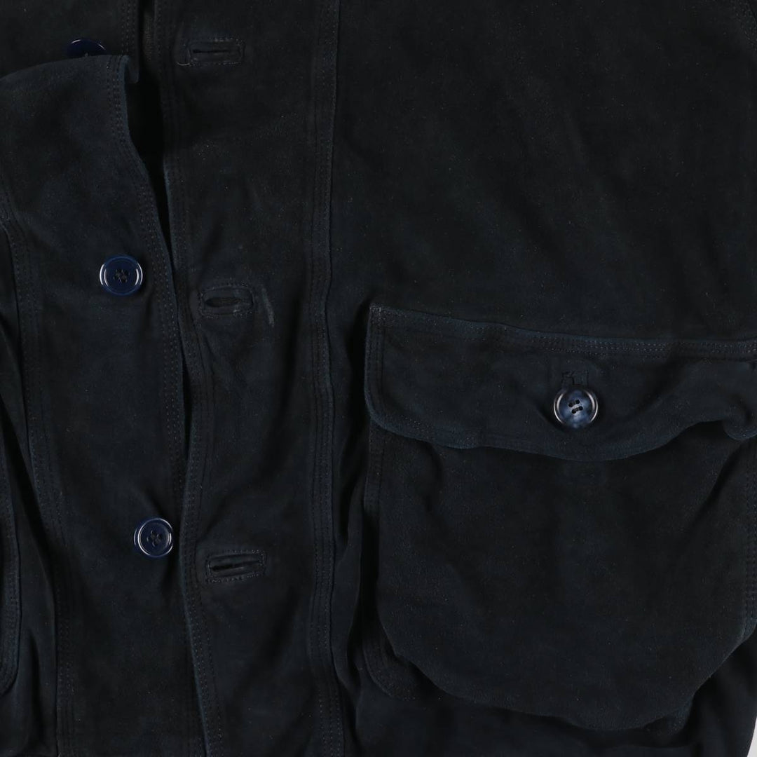 Romagnoli suede leather jacket, made in Italy, men's size XL unclear black type Vintage Second Hand